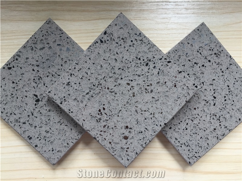 Grey Zircon Series Artificial Quartz Stone for Kitchen Counter Top and Tabletops with Eased Edge Profile Resistant to Stains,Heat and Scratches Directly from China Manufacturer at Cheap Pricing
