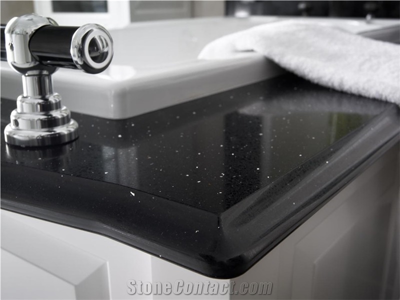 Luxury Black Cut-To-Size Quartz Stone for Countertop Non-Porous and Easy to Clean Directly from China Manufacturer with Iso/Nsf Certificate More Durable Than Granite Slab Size 118*55 and 126*63
