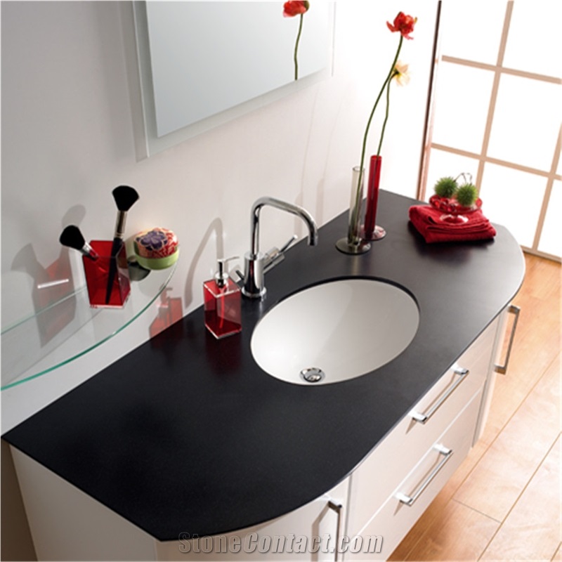 Luxury Black Engineered Quartz Stone Countertop Non-Porous and Easy to Clean Directly from China Manufacturer with Iso/Nsf Certificate More Durable Than Granite Thickness 12/15/20/25/30mm
