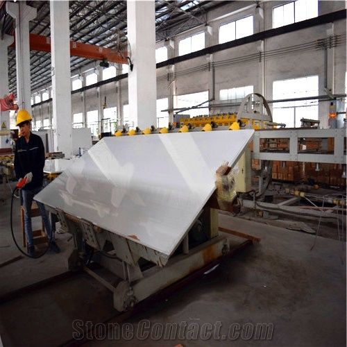 Luxury Interior Design Of China Pure White Artificial Quartz Stone Countertops Surfaces Materials Supplier at Competitive Pricing Standard Slab Size 118*55 and 126*63 More Durable Than Granite Thickne