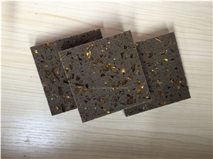Professional and Experienced Wholesaler Of China Brown Quartz Stone Tiles & Slabs Of Bst F0085 Golden Series Fit for Building&Flooring Especially for Reception Countertop,Work Tops,Reception Desk