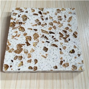 White Golden Series Engineered Quartz Stone Bath Top Slab&Tile in Standard Size 3000*1400mm and 3200*1600mm with Thickness 12/15/20/25/30mm More Durable Than Granite