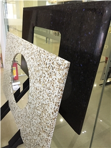 White Golden Series Engineered Quartz Stone Kitchen and Bathroom Top Apply in Countertop and Vanity Top Directly from China Manufacturer at Cheap Prices Standard Size 3000*1400mm and 3200*1600mm