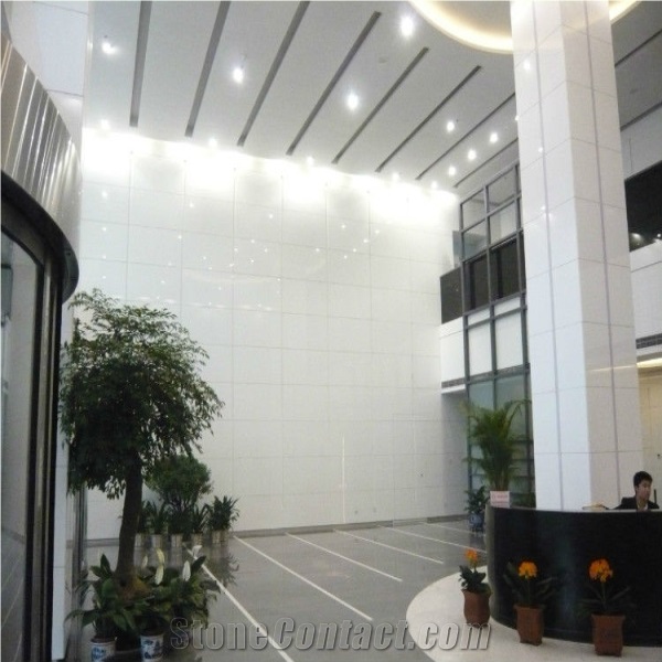 2015 Building Material Snow White Big Slab Artificial Nano Crystallized Glass Coating Stone Panel Tiles/ Interior Wall Panel/Floor Tiles