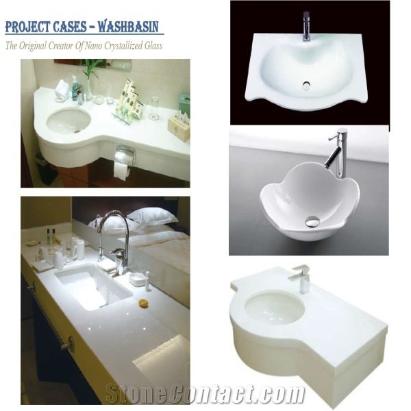 Decorative Construction Material China Resin Nano Crystallized Glass Milky Stone Hotel Bath Top/ Vanity Top/ Wall Panel