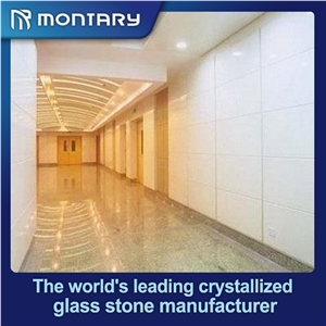 Shiny White Artificial Stone Slabs & Tiles, Nano Glass Interior Wall Decorative Panel