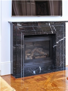 Black Marquina Fireplace, Nero Marquina Marble Fireplace,Beautiful Hand Craved Black Marble Fireplace Mentel