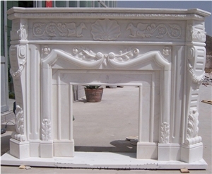 Guangxi White Marble Fireplace,White Marble Fireplace Mantel