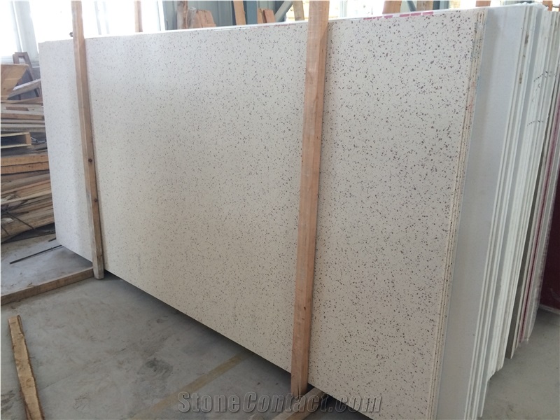 White with Red Nuts Quartz Stone Slabs & Tiles