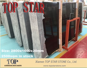 China Imperial Black Wooden Vein Marble Slabs & Tiles, Royal Black Marble