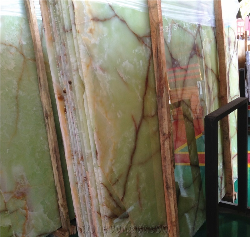 Pakistan Polished Green Onyx Marble Wall Tile, Ab Barik Green Onyx