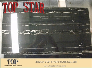 Polished Silver Dragon Marble Slabs & Tiles, China Black Marble
