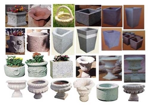 Chinese Granite Of G603, G682, G654 Flower Pots, Natural Stone Outdoor Landscaping Flower Pots / Planter Boxes