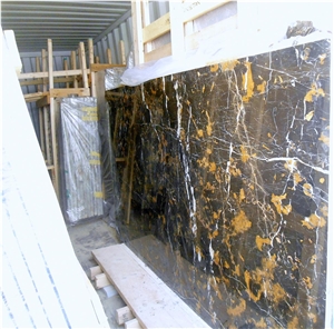 Black Marble with Golden and White, R Goldano Marble Tiles & Slabs