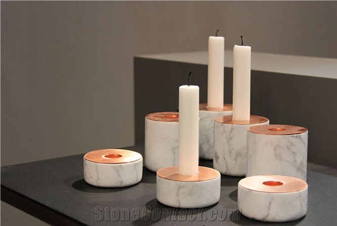 Italilan Carrara White Marble Candle Holder & Sets