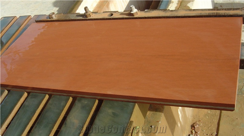 Agra Red Sandstone Polished Tiles & Slabs, Floor Tiles, Wall Covering Tiles