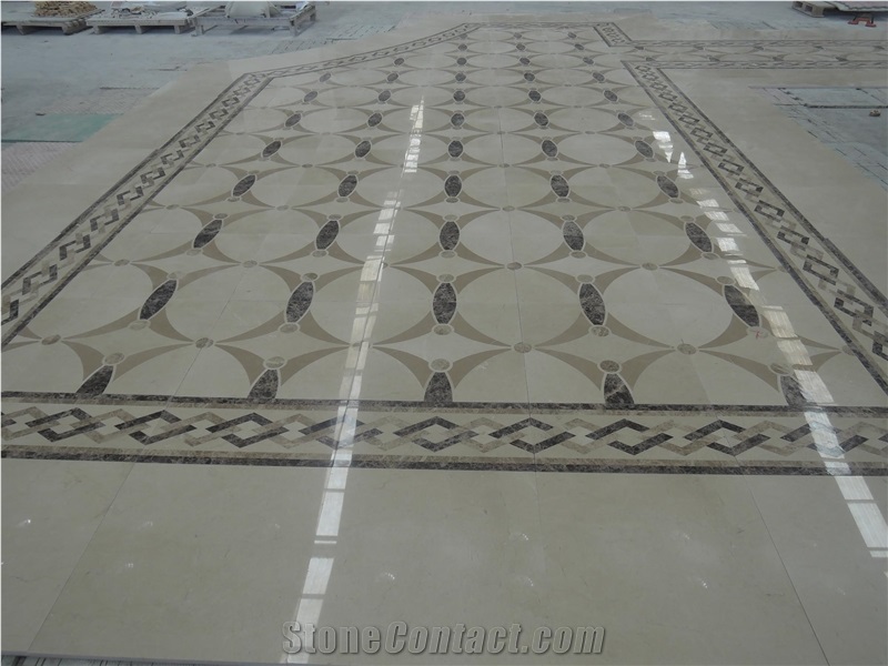 China Multicolor Marble Water Jet Medallion,Square Medallions Bulding Decration