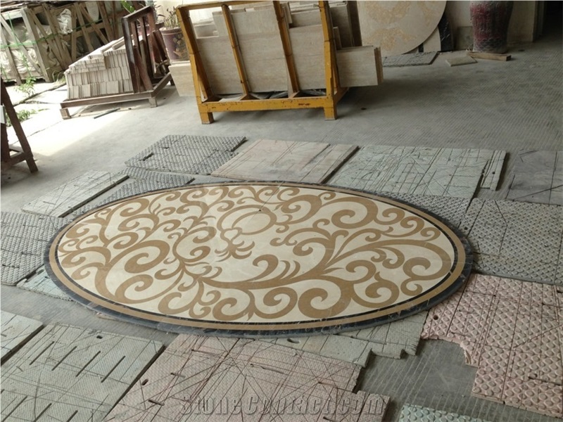 China Square Multicolor Marble Water Jet Medallion