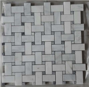 Hot Basketweave White Marble Mosaic, Eastern White Marble Mosaic