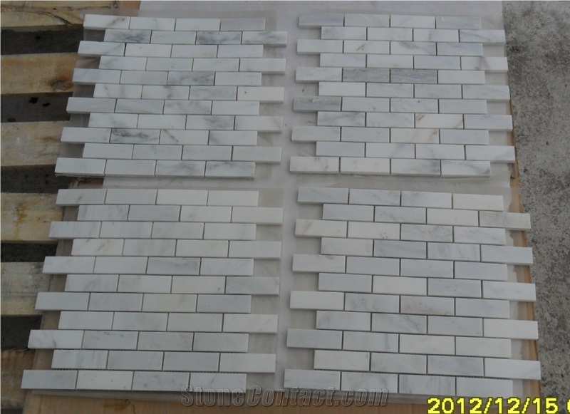 Hot Brick Design Carrara White Marble Mosaic Tiles with Very Competitive Prices