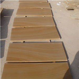Hot Yellow Wooden Grain Sandstones Slabs & Tiles, China Yellow Sandstone