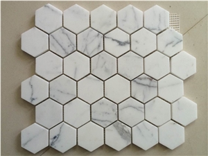 New White Marble Mosaic, Oriental White Marble Mosaic,Hexagon Mosaic