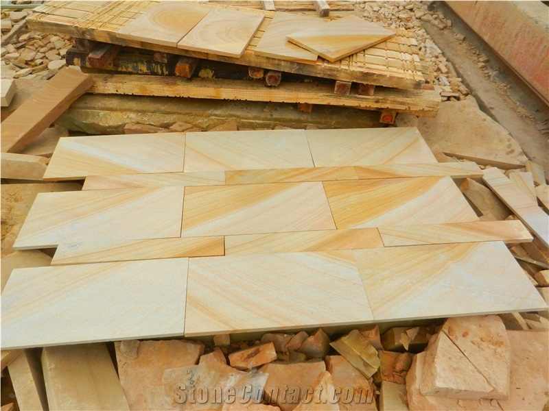 Popular Chinese Wooden Yellow Sandstone Tiles