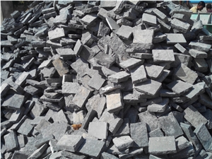 Limestone Black Cobbles Haldia, Black India Limestone Cube Stone & Pavers