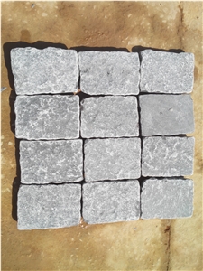 Limestone Black Tumbled Cube Stone & Pavers, Black India Limestone Cobble