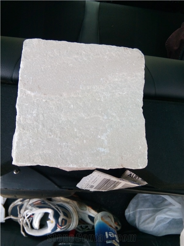 Sandstone Cobbles Kandla White, White India Sandstone Cube Stone & Pavers