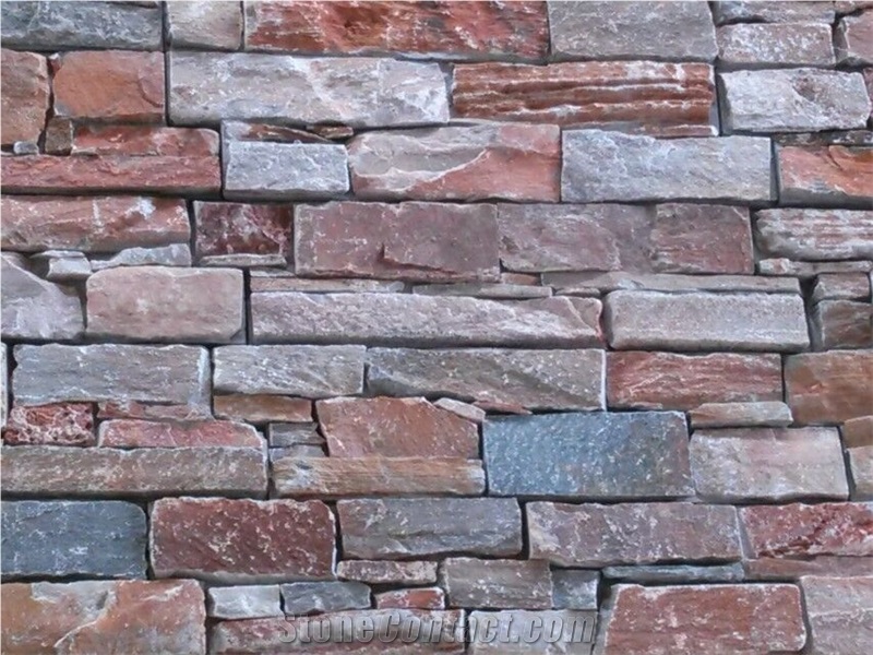 Brown Rusty Slate Cement Paste Culture Stone Stacked Stone Cheap Wall Cladding