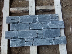 Dark Grey Black Slate Culture Stone Wall Cladding Panel Veneer Stacked Stone