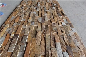 Golden Wood Slate Cultured Stone Wall Panel Cladding Veneer