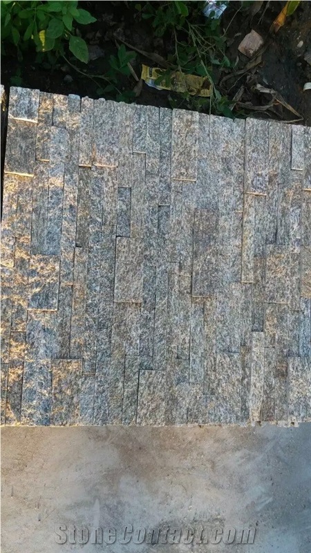 Tiger Yellow Culture Stone Stacked Stone Wall Cladding Veneer, Tiger Skin Yellow Granite Wall Cladding