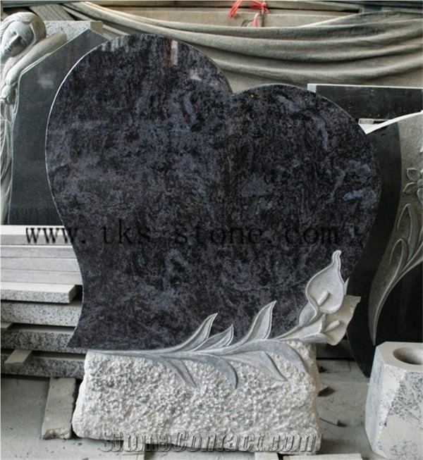 Bahama Blue Heart Flower Carving Tombstone Monument,Supply Various Of Style Monument & Tombstone