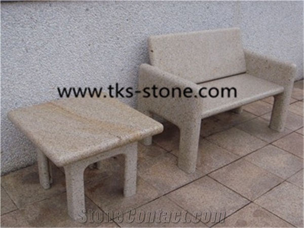 Beige Granite Bench & Bench, ,Garden Bench,Caved Chairs