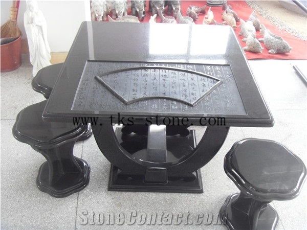 Black Garden Furniture,Oriental China Style Bench&Table,Tea Culture Table