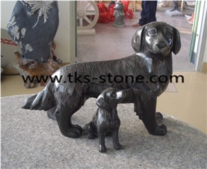 Black Granite Dog Sculptures & Statues, Black Granite Animal Sculptures, Garden Sculptures, Dog Cavings