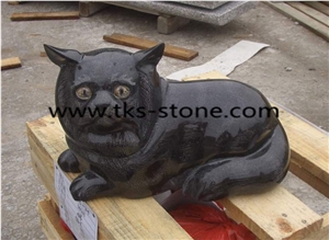 Black Granite Dog Sculptures & Statues, Black Granite Animal Sculptures, Garden Sculptures, Dog Cavings