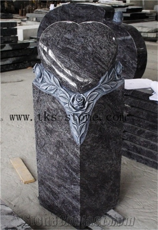 Blue Upright Flower Western Style Tombstones Monuments