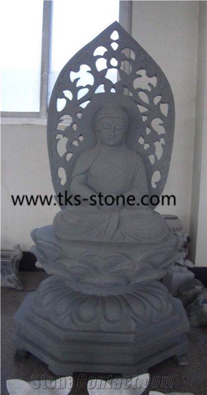 Buddhism Sculpture & Statue,Religious Statues & Sculptures,Gods Sculptures,Grey Granite Human Sculptures,