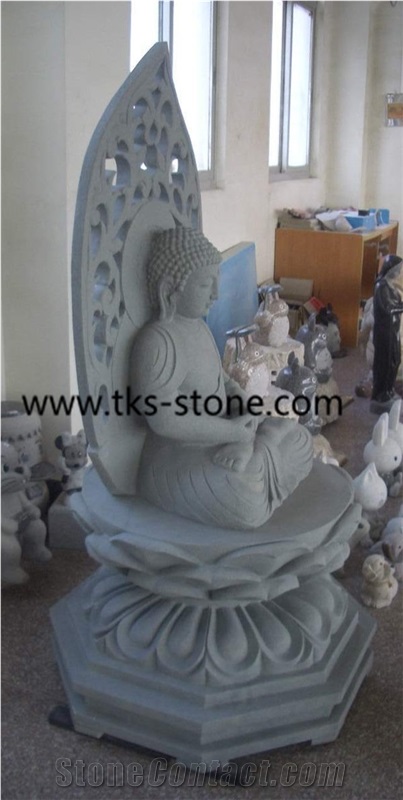 Buddhism Sculpture & Statue,Religious Statues & Sculptures,Gods Sculptures,Grey Granite Human Sculptures,