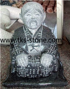 Buddhism Sculpture,The God Of Wealth,Gods Sculpture, Grey Granite Statues,Religious Statues,Human Sculptures