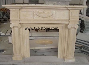 China Beige Granite Fireplace, Fireplace ,Fireplace Mantel, Sculpture Beige Granite Fireplace Mantel