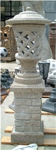 China Beige Granite Garden Lanterns,Chinese Granite Lamps,Lanterns Sculptures,Lamps Caving