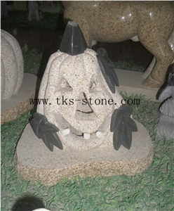 China Beige Granite Hallowmas Lanterns, Western Style Garden Lamps,Pumpkin Lamp,Jack-O-Lantern