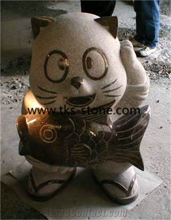 China Beige Granite Lanterns, Lamps,Cat Shape Caving Lanterns,Garden Lamps&Lanterns,Beige Granite Lanterns