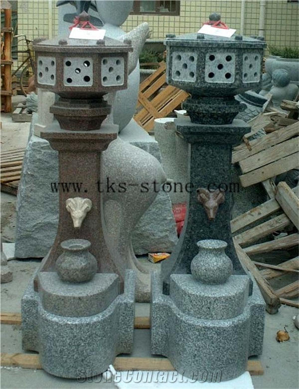 China Beige Granite Lanterns Sculptures,Japanese Lamps,Garden Lamps,Chinese Granite Lanterns