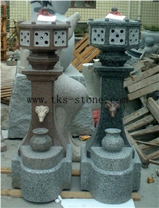 China Beige Granite Lanterns Sculptures,Japanese Lamps,Garden Lamps,Chinese Granite Lanterns