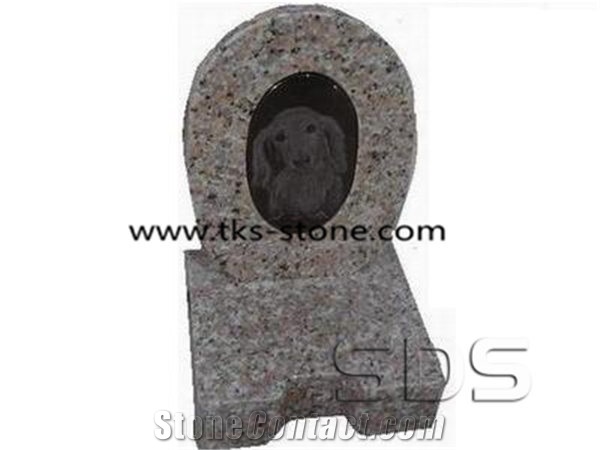 China Beige Granite Pet Tombstone & Monument,Custom Monuments,Western Style Monuments& Tombstones, Gravestone, Bevel Headstones
